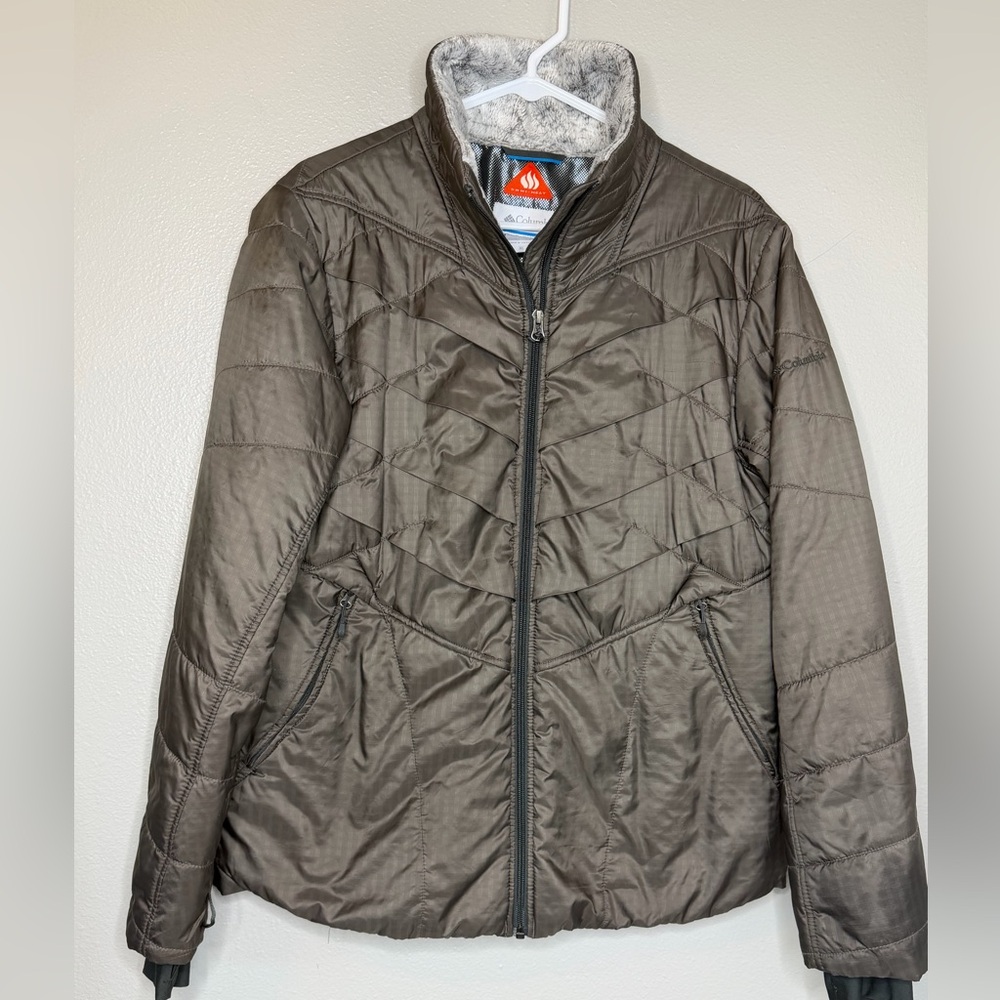 Columbia Omni-Heat Jacket Women’s XL Brown Insulated Full Zip Security Pockets